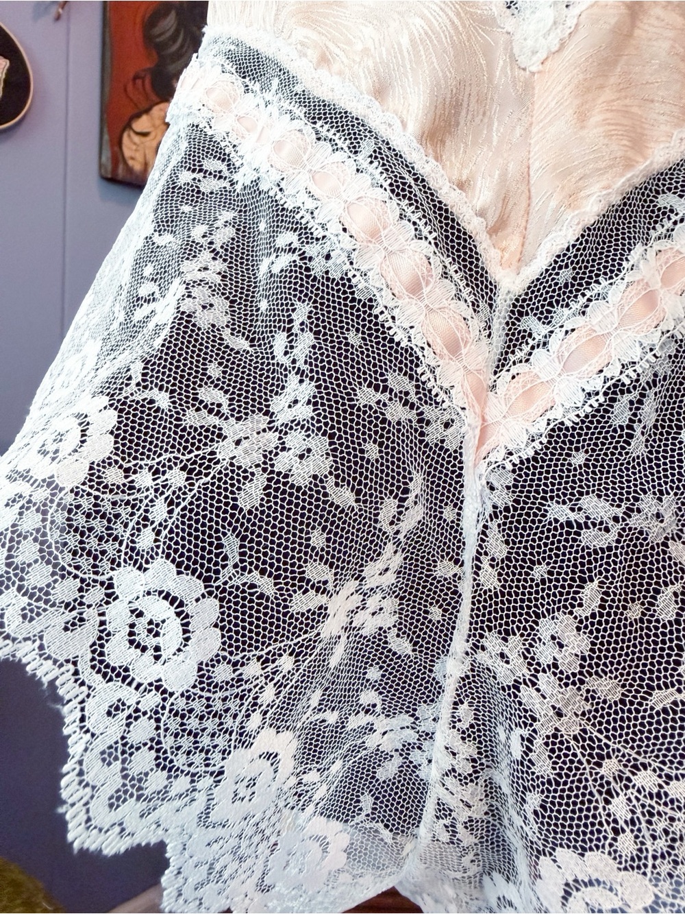 NWT Vintage 70s/80s Lace And Satin Bodysuit Teddy Size L - Picture 6 of 8